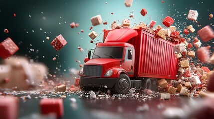 Poster - Broken Supply Chain Disruption Between US and China Trade Routes 3D of Global Economic Crisis and Logistical Challenges in International Commerce and Trade