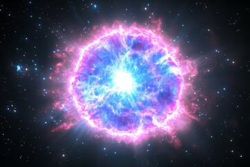 Poster - Colorful Cosmic Explosion in Space with Bright Star Center