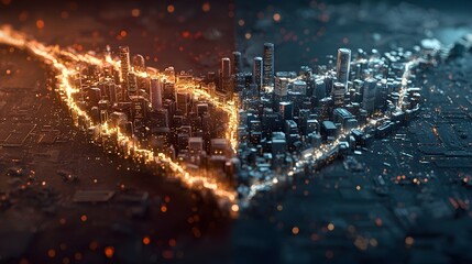 Poster - a captivating 3d depicting the futuristic cities of the united states and china