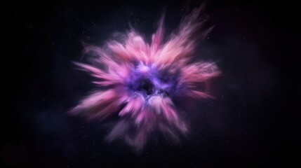 Poster - Abstract Cosmic Explosion of Multicolored Particles in a Dark Starry Background