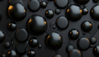 Aufkleber - A close up of black spheres with a shiny, reflective surface