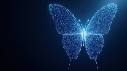 Poster - Digital Butterfly Design Composed of Thousands of Data Points in Futuristic Light Effect