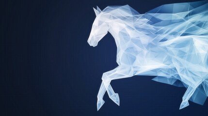 Poster - Futuristic AI-Generated Abstract Horse Forming Waves with Geometric Shapes and Ethereal Visual Effects