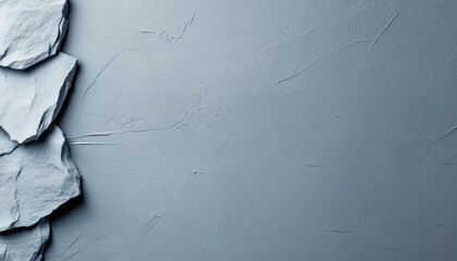 Poster - A gray background with a rock wall in the foreground