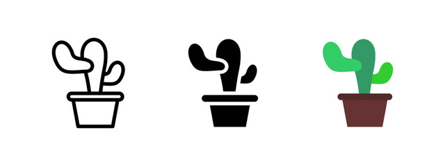 Wall Mural - cactus icon. potted succulent plant vector illustration. indoor greenery and home decor symbol. natu