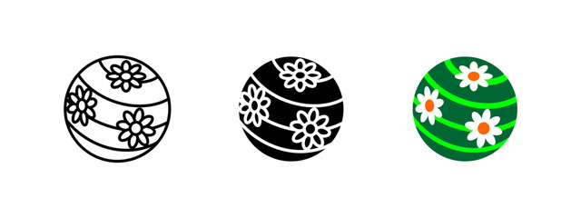 Wall Mural - rubber ball icon. round plaything with floral patterns vector illustration. fun and recreational toy