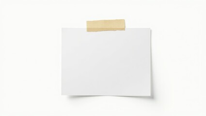 Wall Mural - blank photo frame with gentle shadows and tape set against a white paper background as a template fo
