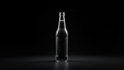 Poster - Ice droplets shaped like a bottle on a black background for overlay.