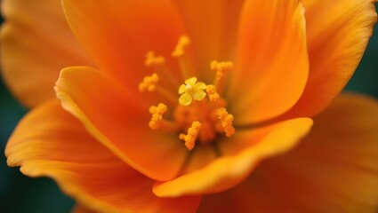 Poster - An intimate macrophotography image showcasing the delicate features of a flower, with a selective soft focus on its vibrant petals and detailed center.