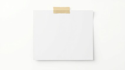 Wall Mural - blank photo frame with gentle shadows and tape set against a white paper background as a template fo