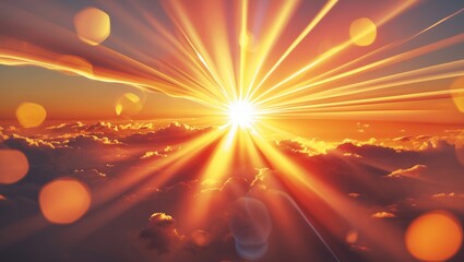 Poster - Overlay, flare light transition, sunlight effects, lens flare, light leaks. High-quality stock image featuring warm sun rays light effects, overlays, or golden flare isolated against a background f...