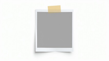 Wall Mural - blank photo frame featuring soft shadows and tape, isolated on a white paper background, serves as a