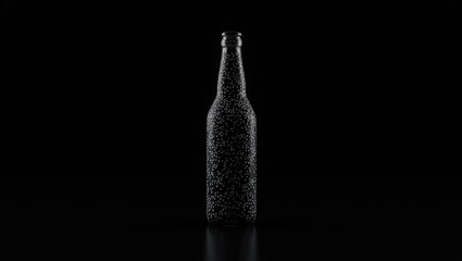 Poster - Ice drops in the shape of a bottle isolated against a black background for overlay.