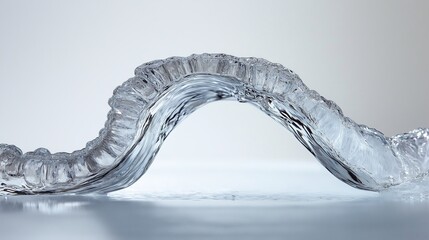 Poster - A crystal-clear wave frozen in motion, forming a perfect arc