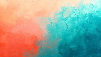 Wall Mural - Color Palette of Fluidity: A vibrant display of blended hues, merging coral, teal, and peach in a captivating and ethereal texture. It's a dynamic flow of color and emotion.