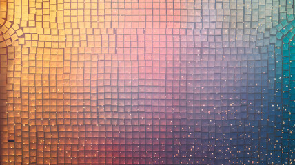 Poster - geometric abstraction: a close-up of a colorful, textured wall made up of small, square tiles, the c