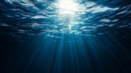 Poster - A deep-sea perspective with light rays piercing through the water