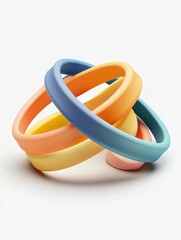 Poster - Colorful fitness bands crossing at angles reveal minimalist design and clean lines on a white background