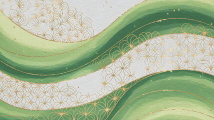 Poster - abstract waves pattern: a dynamic and artistic abstract design featuring flowing green and white wav