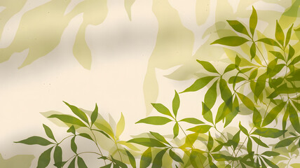 Poster - Floral Serenity: A soft, artistic depiction of lush, green leaves and their subtle shadows, evoking a sense of calm and freshness.
