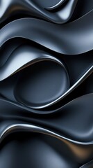 Poster - A black and silver image of a wave with a silver and black background