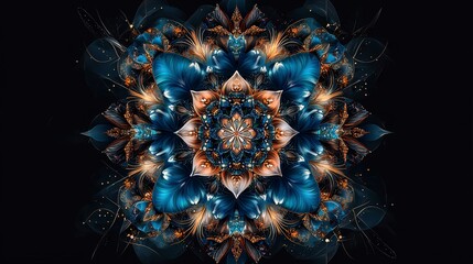 Poster - Abstract kaleidoscopic mandala design colorful symmetry and visual harmony in digital art