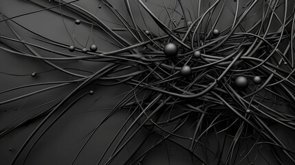 Leinwandbilder - Minimalist black and white abstract pattern of intertwining lines digital art modern aesthetic studio setting