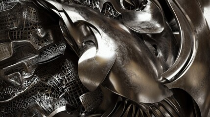 Wall Mural - abstract metal texture: 3d rendered digital art