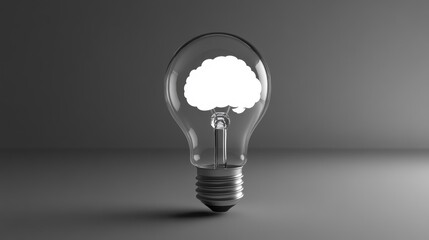 Fototapete - Idea lightbulb, inspiration, innovation, thinking, creativity, simple, clean background, 3D rendering,  illustration