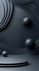 Poster - A black background with three spheres on it