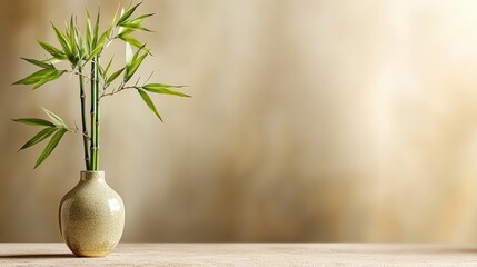 Fototapete - Serene home interior with bamboo vase cozy living space still life natural light warm atmosphere