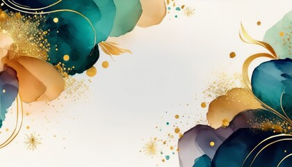Wall Mural - Muted, sophisticated party design with gold-edge abstract elements, an upscale artistic backdrop with empty copy space.
