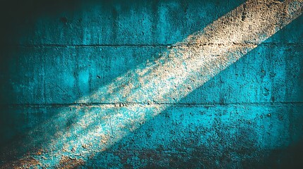 Poster - Sunbeam paints texture in teal abstract background concrete wall