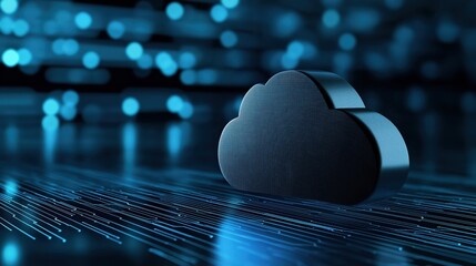 Poster - 3D Illustration of Secure Cloud Infrastructure with Digital Data Streams and Abstract Background