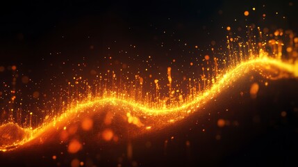Poster - Abstract orange fire particles flowing, dynamic background, potential for motion graphic design