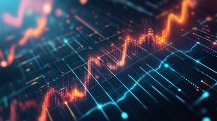 Aufkleber - Abstract digital chart visualization showing stock market data or data analysis, for use in articles, business reports, or websites