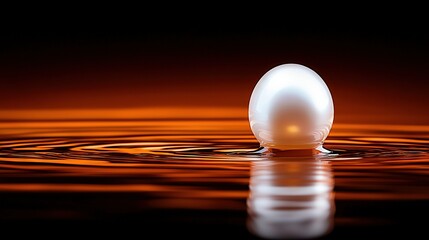 Wall Mural - a white object floats above water against a red and black backdrop, featuring a single droplet