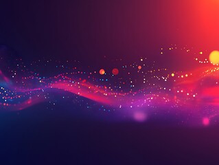 Poster - abstract background of flowing particle wave with vibrant light trails