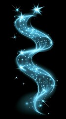 Poster - abstract swirling light stream with sparkling stars on dark background