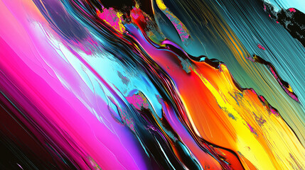 Poster - A glitch art inspired abstract design, with distorted shapes and vibrant colors.
