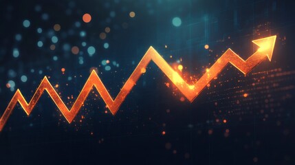 Poster - Abstract upward trend graph with digital background