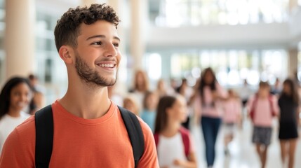 Aufkleber - dynamic image of students guiding families through school tour environment friendly and interactive with clean and