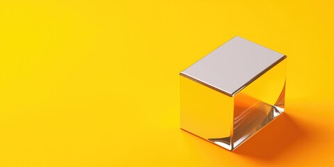 Poster - glossy rectangular box mockup isolated on vibrant yellow solid background with natural light and amp