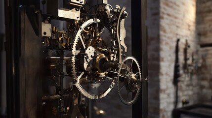 Wall Mural - intricate clockwork mechanism: a study in gears and precision