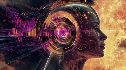 Canvas Print - digital mind: ai, cyborg, future tech art