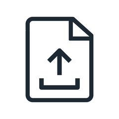 Poster - File upload line icon, send document with arrow - vector