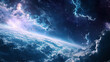 © ArtistryAxis - View of Earth’s atmosphere from the observation deck of a space station, detailed clouds and cosmic background