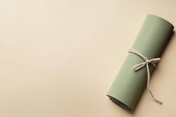 Aufkleber - Minimalistic yoga mat placed diagonally on a light background in serene muted tones