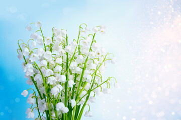Wall Mural - Bouquet. flowers lily of the valley on a light background.