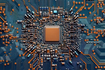 Poster - Close-up of a central processing unit (CPU) on a circuit board.